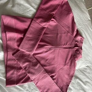 lululemon pink rest less cropped 1/2 zip